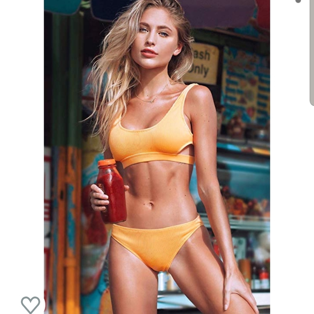 NWT Yellow Velvet Cordaroy Bikini